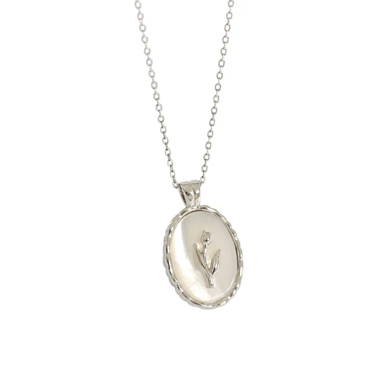 S925 sterling silver Necklace ins temperament tulip shell geometric oval pendant elegant female Women Jewelry Gift
S925 sterling silver Necklace ins temperament tulip shell geometric oval pendant elegant female Women Jewelry Gift