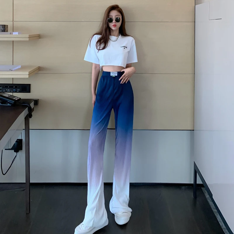 Little sexy women's summer thin high waist straight relaxed draping casual ice silk pants gradient wide leg pant
Little sexy women's summer thin high waist straight relaxed draping casual ice silk pants gradient wide leg pant