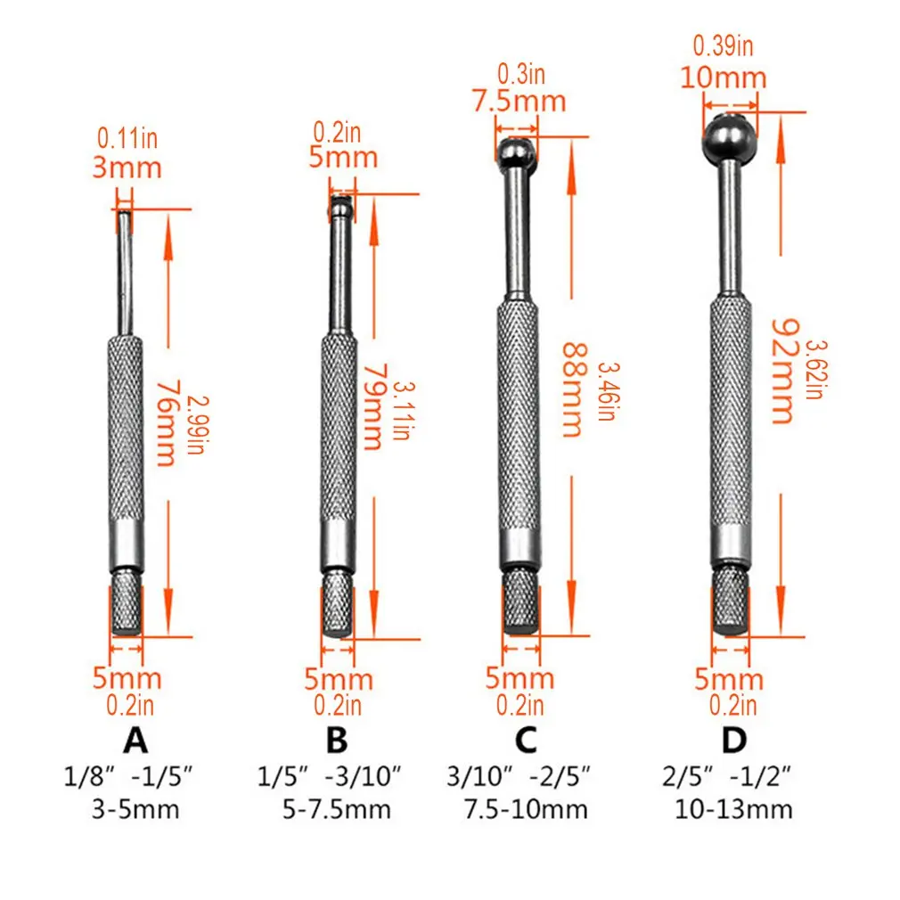 4-piece adjustable inner diameter gauge Telescopic adjustable gauge inner gauge manual measurement tool
4-piece adjustable inner diameter gauge Telescopic adjustable gauge inner gauge manual measurement tool