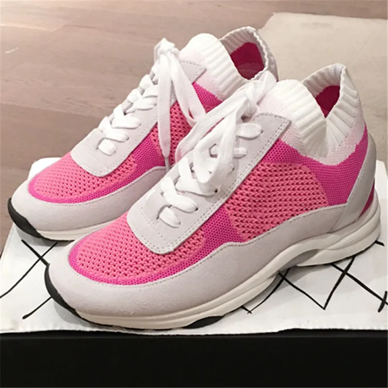 Кроссовки женские на платформе, вязаные, модные уличные, лоферы, повседневная обувь, розовые, 2021 
Кроссовки женские на платформе, вязаные, модные уличные, лоферы, повседневная обувь, розовые, 2021