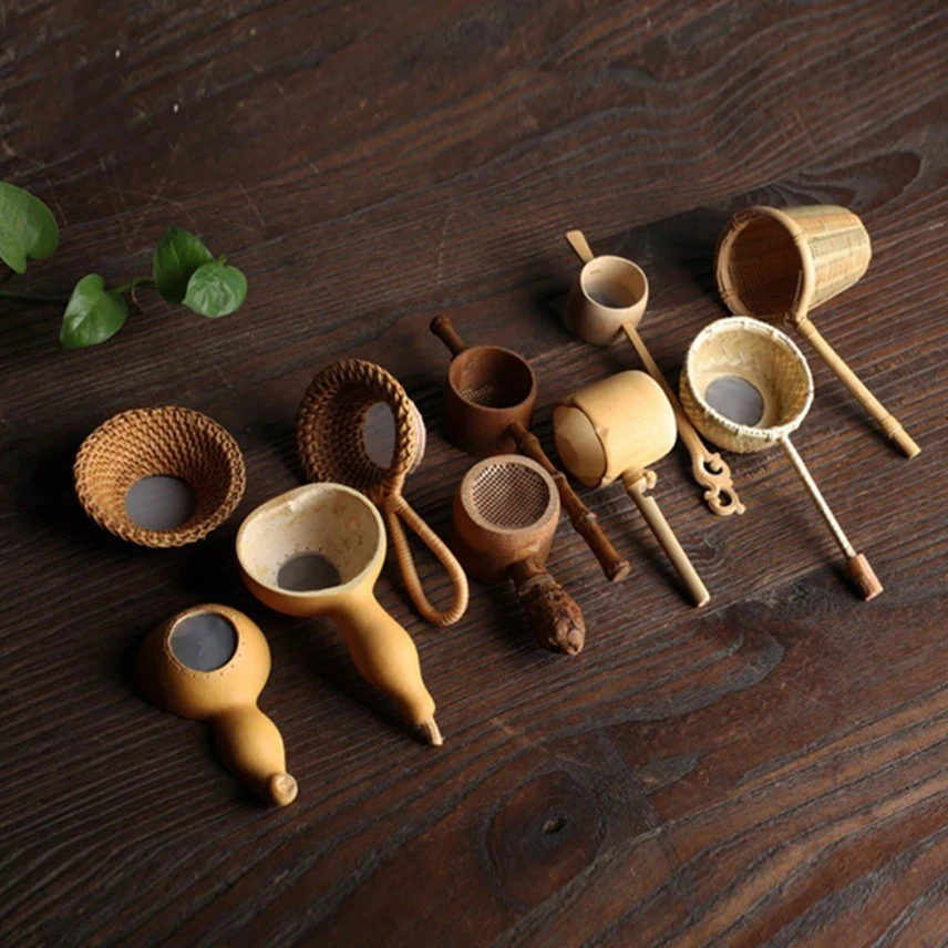 

Japanese Tea Infuser Bamboo Rattan Tea Leak Spoon Tea Strainer With Handle Drinkware Mesh Colander Tea Ceremony Accessories