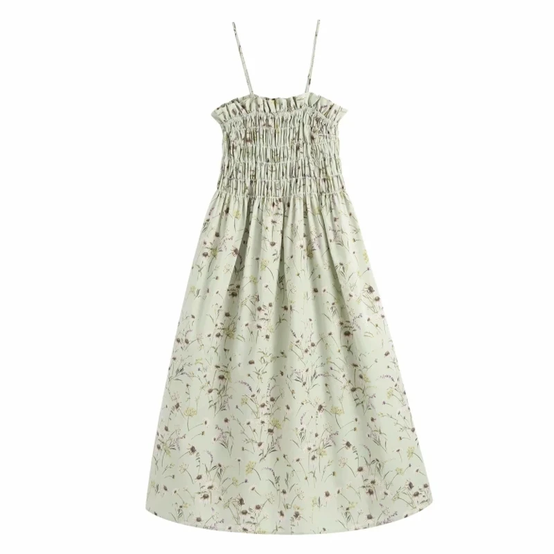 Summer Women Floral Printing Suspender Midi Dress Female Elastic Bust Clothes Casual Lady Loose Vestido D7855
Summer Women Floral Printing Suspender Midi Dress Female Elastic Bust Clothes Casual Lady Loose Vestido D7855