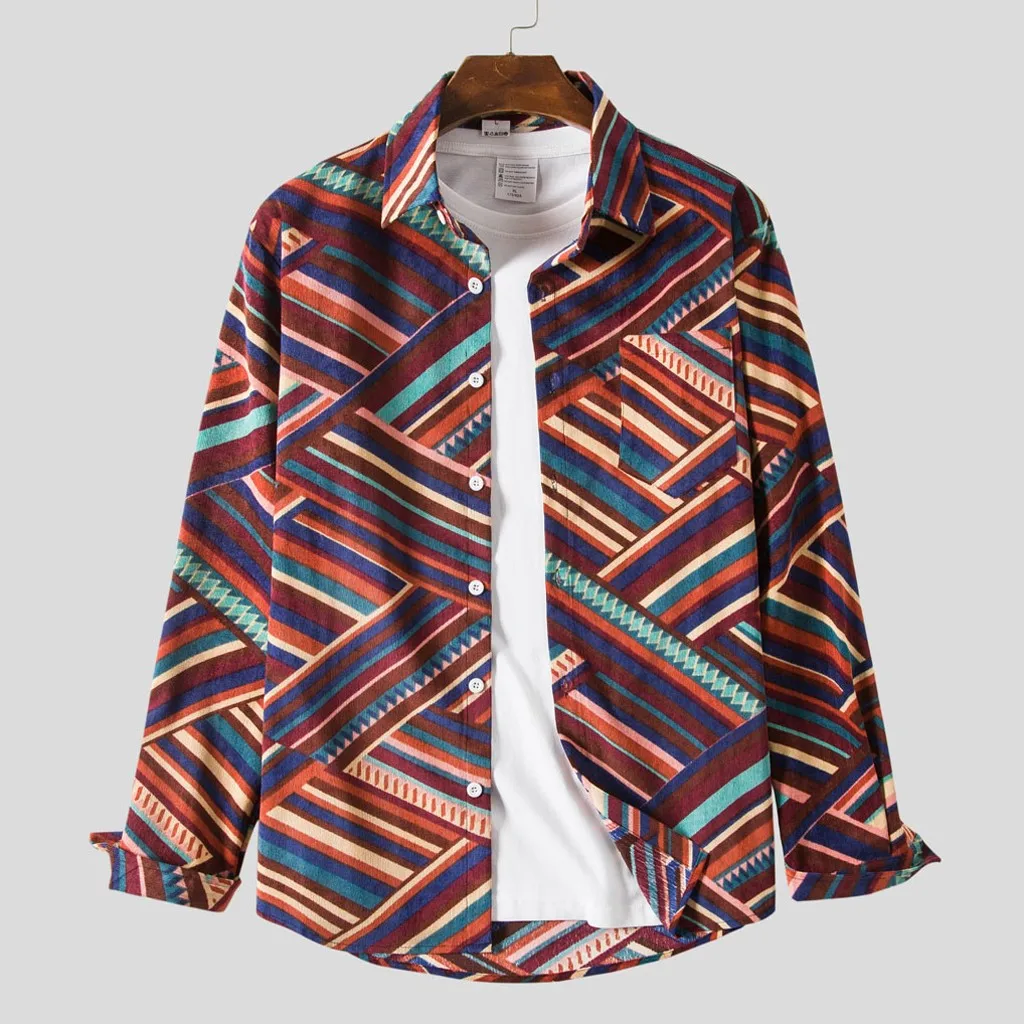 2021 Autumn Retro Corduroy Splicing Striped Shirt Men vintage Casual Long Sleeve Shirt Male Tops camisa hombre Men clothing
2021 Autumn Retro Corduroy Splicing Striped Shirt Men vintage Casual Long Sleeve Shirt Male Tops camisa hombre Men clothing