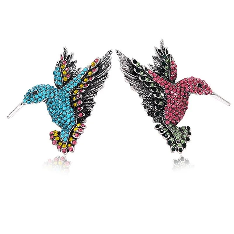 

Women Men Vintage Animal Brooch Women Men Pins Gifts Pink Blue Hummingbird Brooches