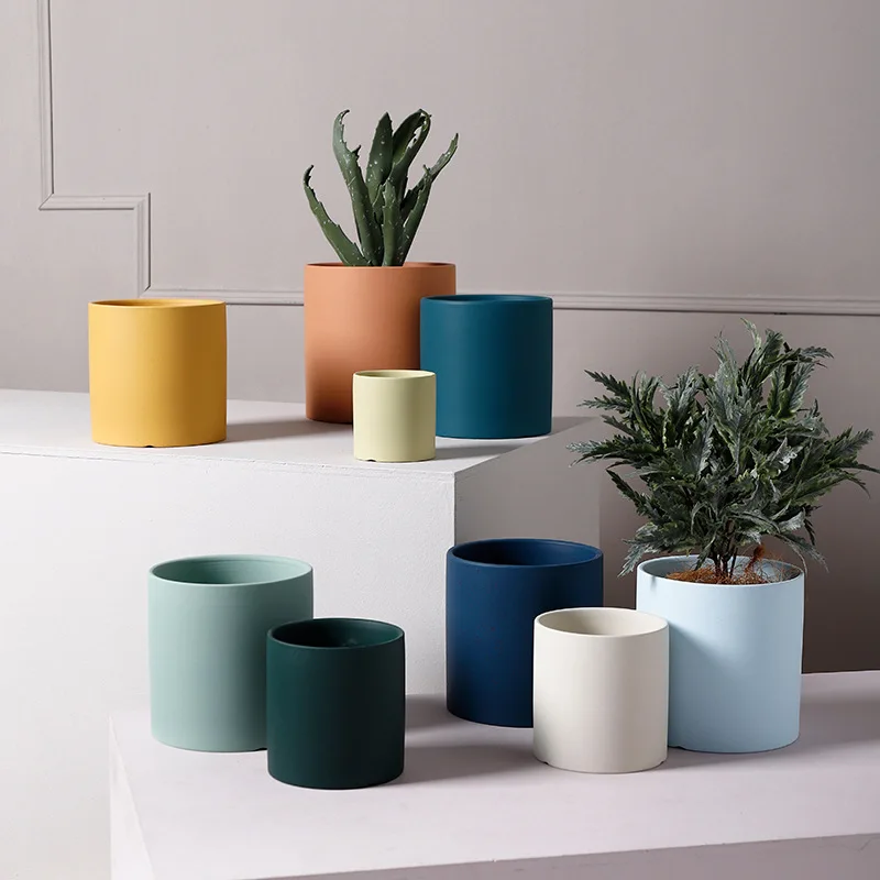 Nordic Industrial Style Colorful Ceramic Flowerpot Succulent Planter Green Plants Cylindrical Shape Flower Pot With Hole Tray
Nordic Industrial Style Colorful Ceramic Flowerpot Succulent Planter Green Plants Cylindrical Shape Flower Pot With Hole Tray