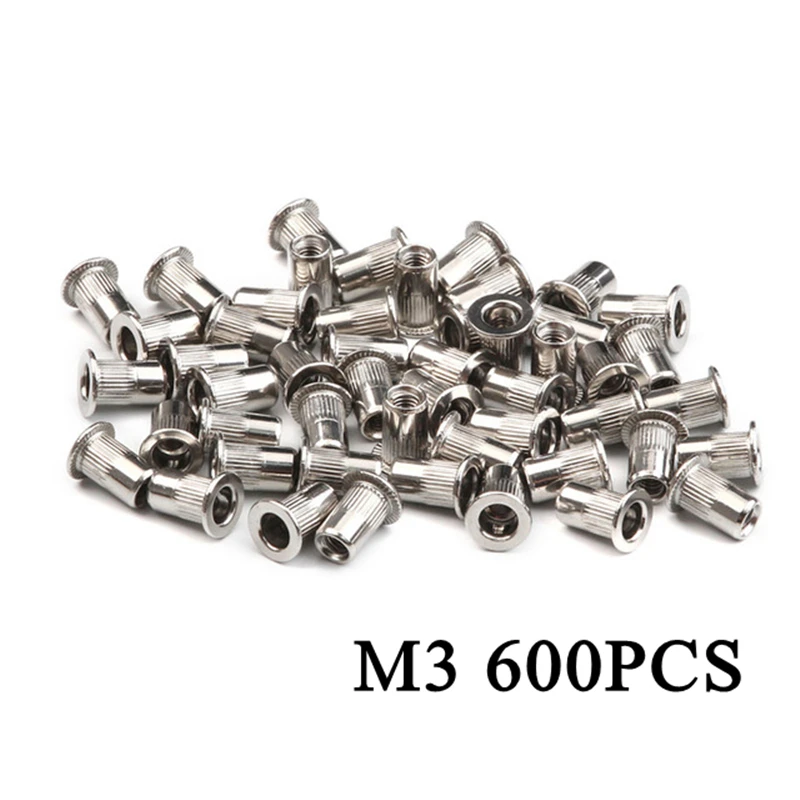 600 PCS M3 Insert Reveting Flat Head Rivet Nuts Set Multi Size Stainless Steel Set Rivet Gun Stainless Steel
600 PCS M3 Insert Reveting Flat Head Rivet Nuts Set Multi Size Stainless Steel Set Rivet Gun Stainless Steel