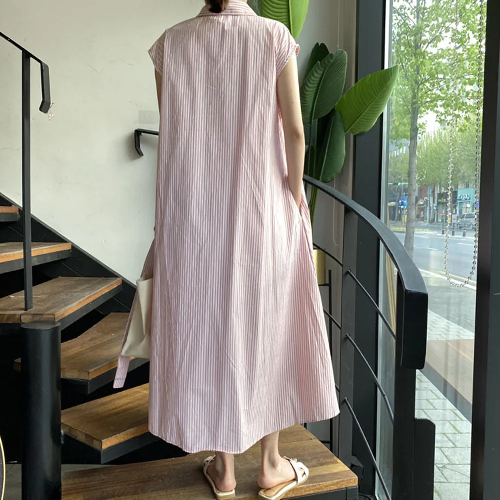 Korean Elegant Temperament Long Sleeveless Shirt Dress Women Causal Simple Female Women Stripe Dress Sleeveless 2021 Hot
Korean Elegant Temperament Long Sleeveless Shirt Dress Women Causal Simple Female Women Stripe Dress Sleeveless 2021 Hot