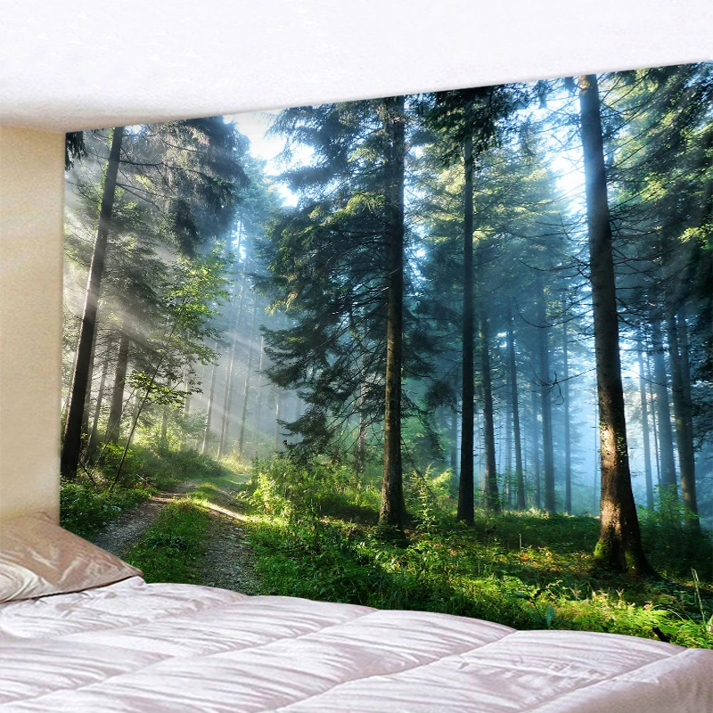 Гобелен с лесом 3D пляжное полотенце пейзаж водопада красивый настенный коврик