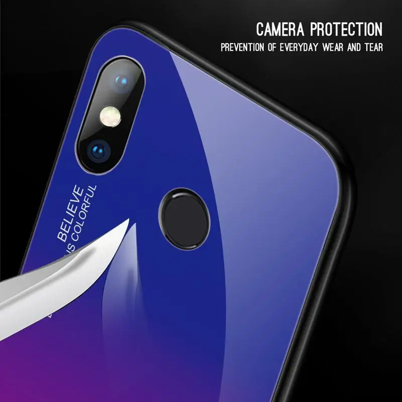 Чехол с градиентным закаленным стеклом для Xiaomi Redmi Note 8 7 6 Pro 5 Plus 6A 7A Mi Lite A2 A1 9 t Pocophone