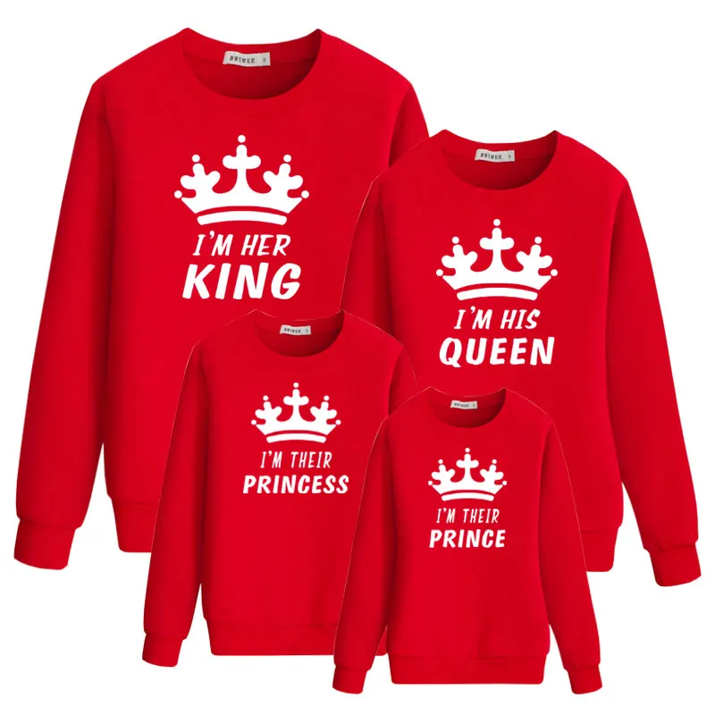 Одинаковые толстовки king queen prince для всей семьи одежда мамы и дочери наряды Отца