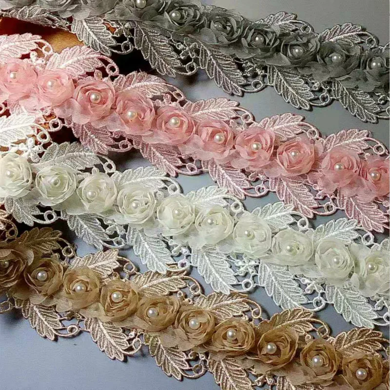 2 yards Soluble 75mm Pearl Rose Flower Embroidered Lace Trim Ribbon Fabric Handmade DIY Wedding Dress Sewing Supplies Craft New
2 yards Soluble 75mm Pearl Rose Flower Embroidered Lace Trim Ribbon Fabric Handmade DIY Wedding Dress Sewing Supplies Craft New