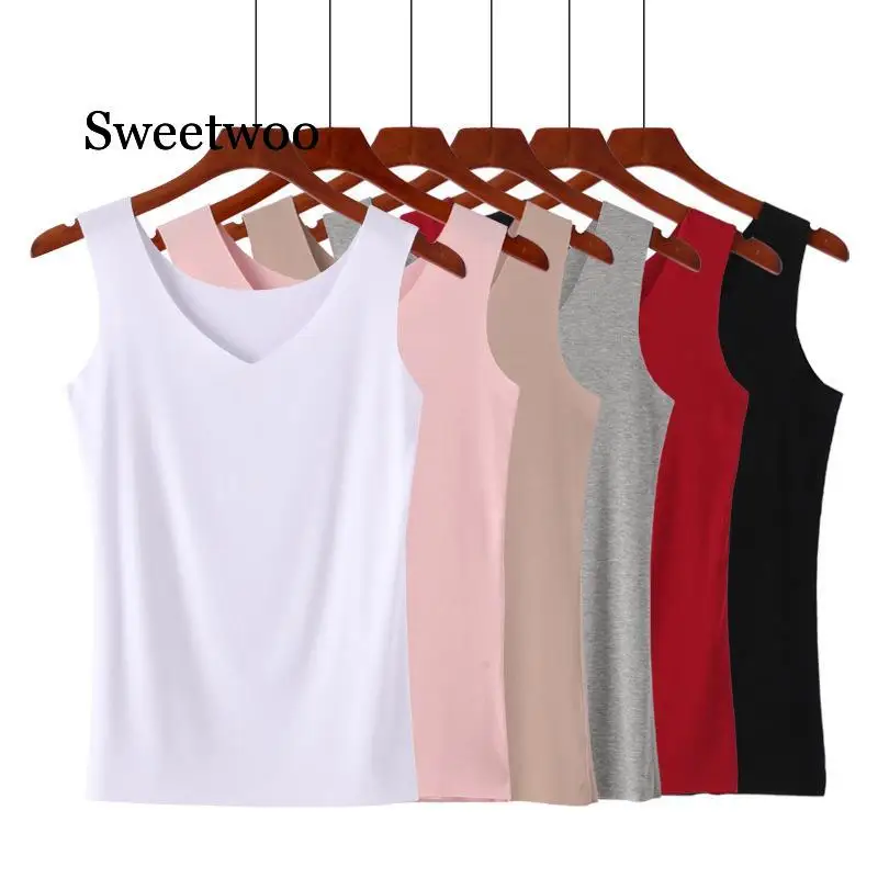 2020 Sexy Seamless Traceless Top Summer Tank Top Women Big Size Camisole Blouse Sleeveless V Neck Slim Top Female T-shirt Vest
2020 Sexy Seamless Traceless Top Summer Tank Top Women Big Size Camisole Blouse Sleeveless V Neck Slim Top Female T-shirt Vest
