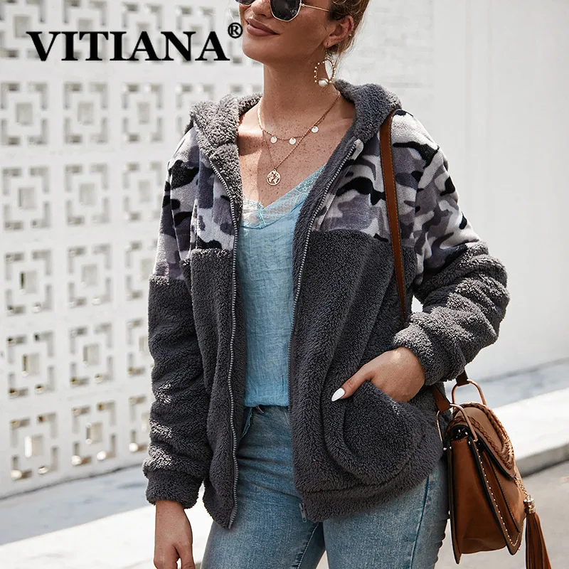 VITIANA пальто с капюшоном для женщин осень 2019 женский длинным рукавом на молнии