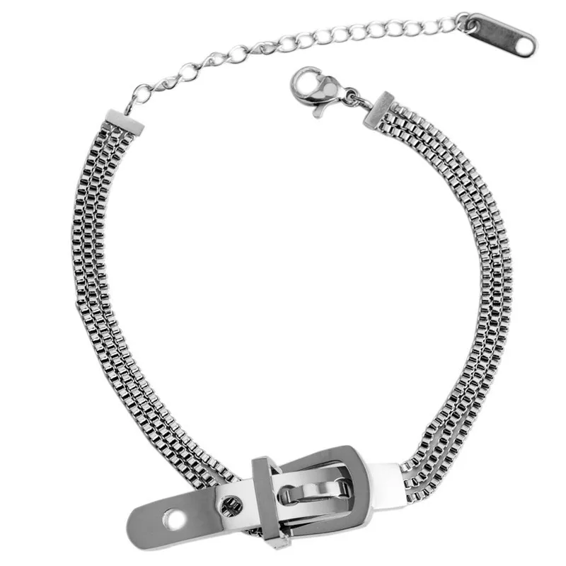 The new titanium steel high-quality belt buckle bracelet female temperament simple ins niche design hip hop exaggerated bracelet
The new titanium steel high-quality belt buckle bracelet female temperament simple ins niche design hip hop exaggerated bracelet