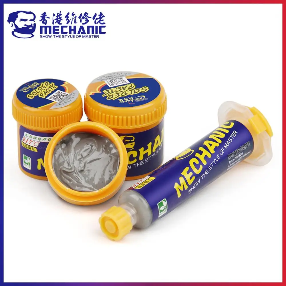 

MECHANIC VxS35 Series Lead-Free Solder Tin Paste 217℃ Melting Point Soldering Flux Sn96.5/Ag3.0/Cu0.5 for CPU Chip Board Repair