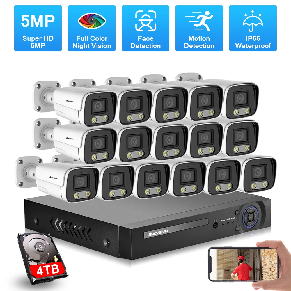 5MP CCTV Camera Security System Kit with H.265 16CH DVR Outdoor Color Night Vision AHD Camera Video Surveillance System Set
5MP CCTV Camera Security System Kit with H.265 16CH DVR Outdoor Color Night Vision AHD Camera Video Surveillance System Set