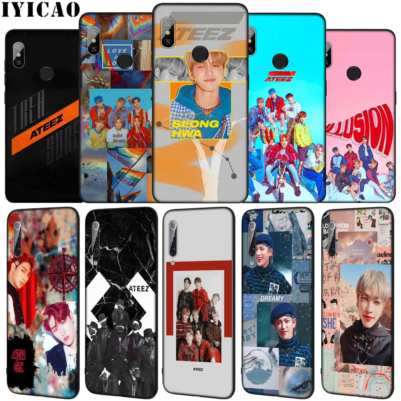 KPOP ATEEZ LOGO Soft Phone Case for Xiaomi Mi 10 9 9T A3 Pro 8 SE A2 Lite A1 CC9 CC9E 6 pocophone f1 Mi10 | Мобильные телефоны и