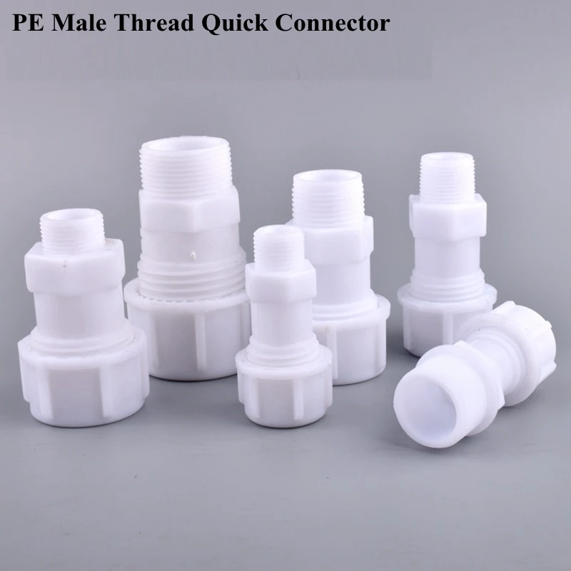 1/2 "3/4" 1" 1.2" 1.5"2"Male Thread To 20-63mm PE Pipe Quick Connector Garden Watering Irrigation System Tube Joint Fittings
1/2 "3/4" 1" 1.2" 1.5"2"Male Thread To 20-63mm PE Pipe Quick Connector Garden Watering Irrigation System Tube Joint Fittings