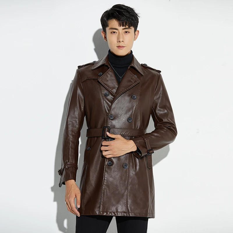 New Spring Trench Leather Coat Mens Single breasted Business Casual Leather Jacket Male Black Long PU Coat plus Size S-5XL
New Spring Trench Leather Coat Mens Single breasted Business Casual Leather Jacket Male Black Long PU Coat plus Size S-5XL
