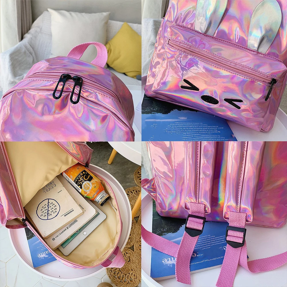 2019 New Korean Version Women Backpack Fashion Silver Laser Bags Rabbit Ears Large Capacity Student Backpack mochila escolar Sac
2019 New Korean Version Women Backpack Fashion Silver Laser Bags Rabbit Ears Large Capacity Student Backpack mochila escolar Sac