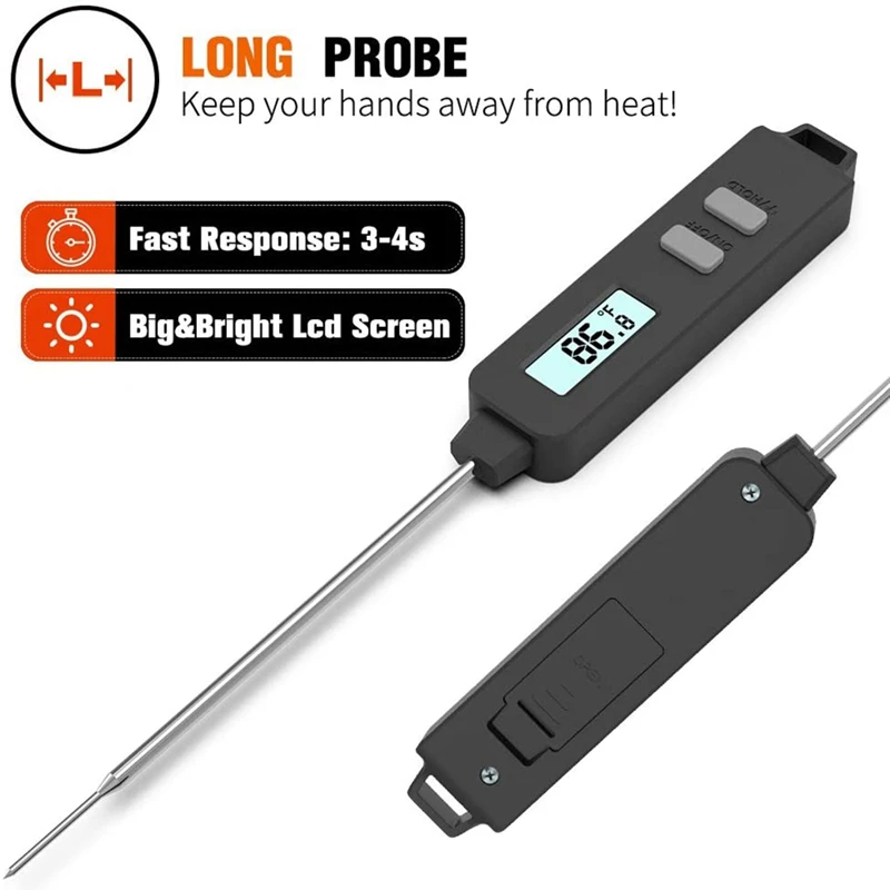 2PCS Meat Thermometer, Instant Read Candy Thermometer Digital Cooking Food Thermometer with Super Long Probe
2PCS Meat Thermometer, Instant Read Candy Thermometer Digital Cooking Food Thermometer with Super Long Probe