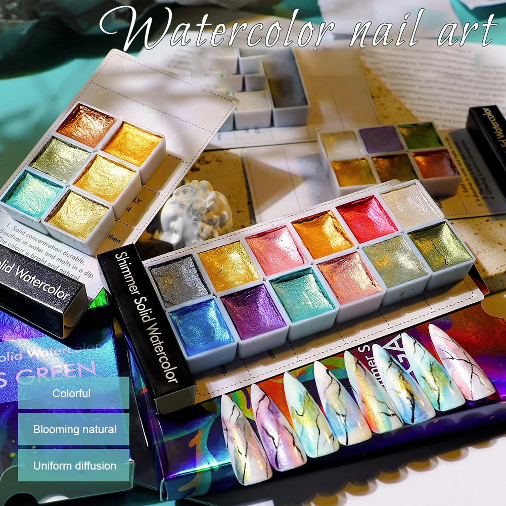 12 Colors Nail Paint Watercolor Set Blooming Paints Glitter Mineral Pearlescent Pigment Solid Watercolor Powder Nail Art Set
12 Colors Nail Paint Watercolor Set Blooming Paints Glitter Mineral Pearlescent Pigment Solid Watercolor Powder Nail Art Set