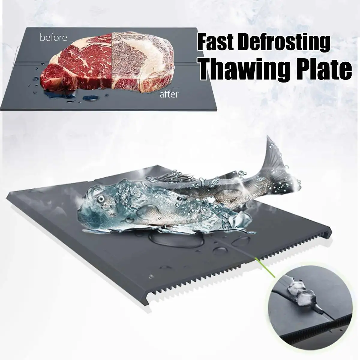 Fast Defrosting Tray Plate 10 Minutes 18 Speed Quick Thawing Safe Way to Defrost Meat Frozens Food Without Electricity
Fast Defrosting Tray Plate 10 Minutes 18 Speed Quick Thawing Safe Way to Defrost Meat Frozens Food Without Electricity