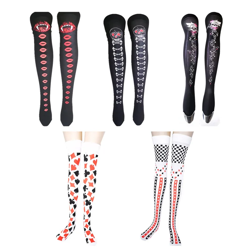 New Halloween Stockings Ladies Red Lips Skull Christmas Stockings Poker Printing Over The Knee Thigh Socks Fashion Thin Section
New Halloween Stockings Ladies Red Lips Skull Christmas Stockings Poker Printing Over The Knee Thigh Socks Fashion Thin Section