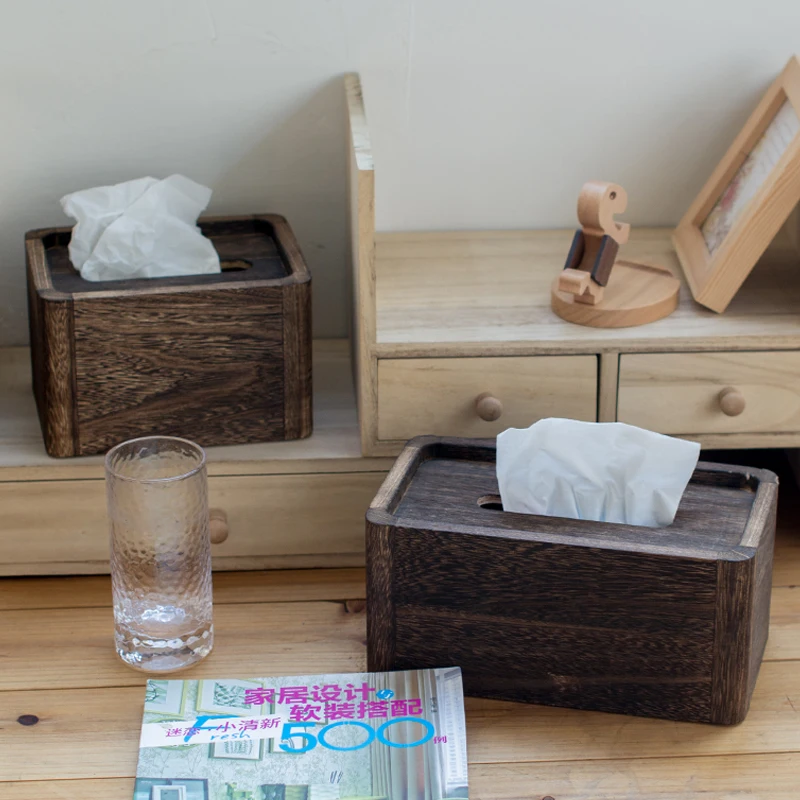 Simple solid wood tissue box roll paper tray Home hotel napkin tray Retro burnt wood paper box
Simple solid wood tissue box roll paper tray Home hotel napkin tray Retro burnt wood paper box