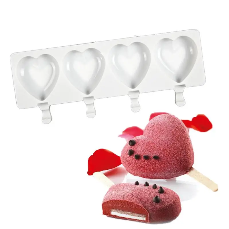 Love Heart Shape 4 Cavity Ice Cream Silicone Mold DIY Juice Popsicle Molds Frozen Lolly Dessert Tray Ice Maker Kitchen Tools
Love Heart Shape 4 Cavity Ice Cream Silicone Mold DIY Juice Popsicle Molds Frozen Lolly Dessert Tray Ice Maker Kitchen Tools