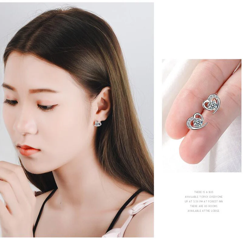 Sweet Heart Earrings for Wedding Jewelry Women Cubic Zirconia Stud Earring Sterling-Silver-Jewelry
Sweet Heart Earrings for Wedding Jewelry Women Cubic Zirconia Stud Earring Sterling-Silver-Jewelry
