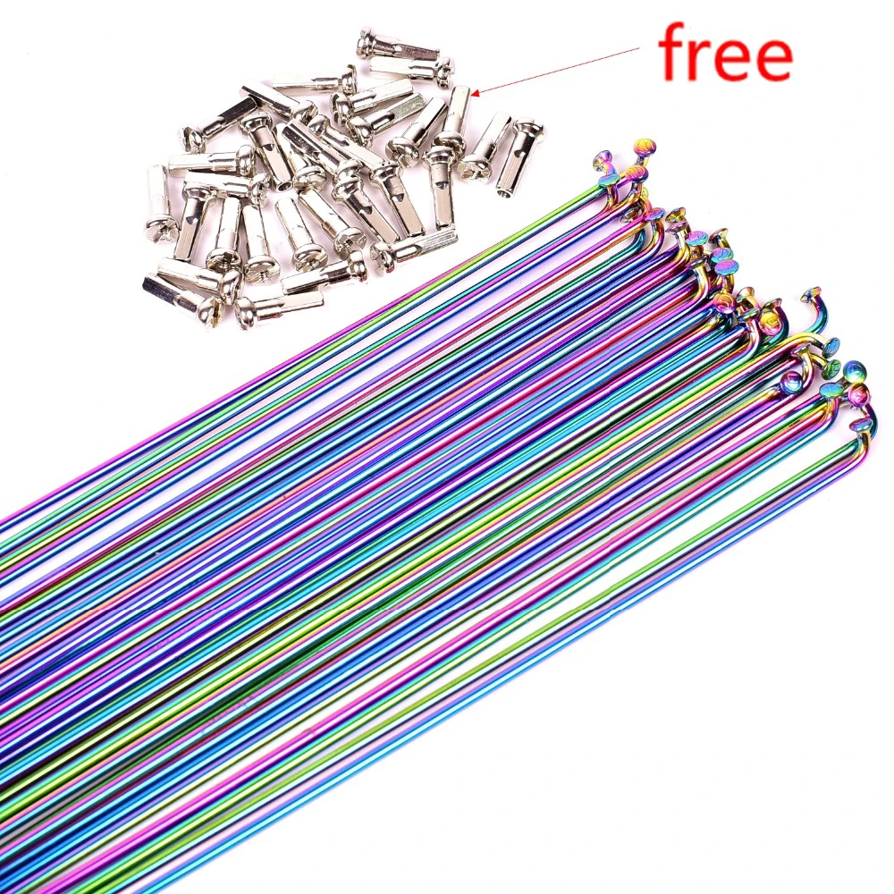 

Bicycle Spoke Wire Vacuum Pating Rainbow 26 27.5 29 Inch Mountain / Road Bike 304 Stainless Steel 259/261/271/273/291/293MM