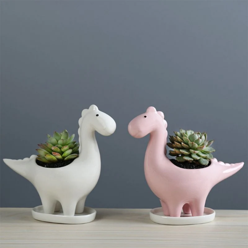 Ceramic Herbivorous Dragon Flower Planters With Tray Creative Dinosaur Flower Pot Succulent Garden Table Decoration-pink
Ceramic Herbivorous Dragon Flower Planters With Tray Creative Dinosaur Flower Pot Succulent Garden Table Decoration-pink