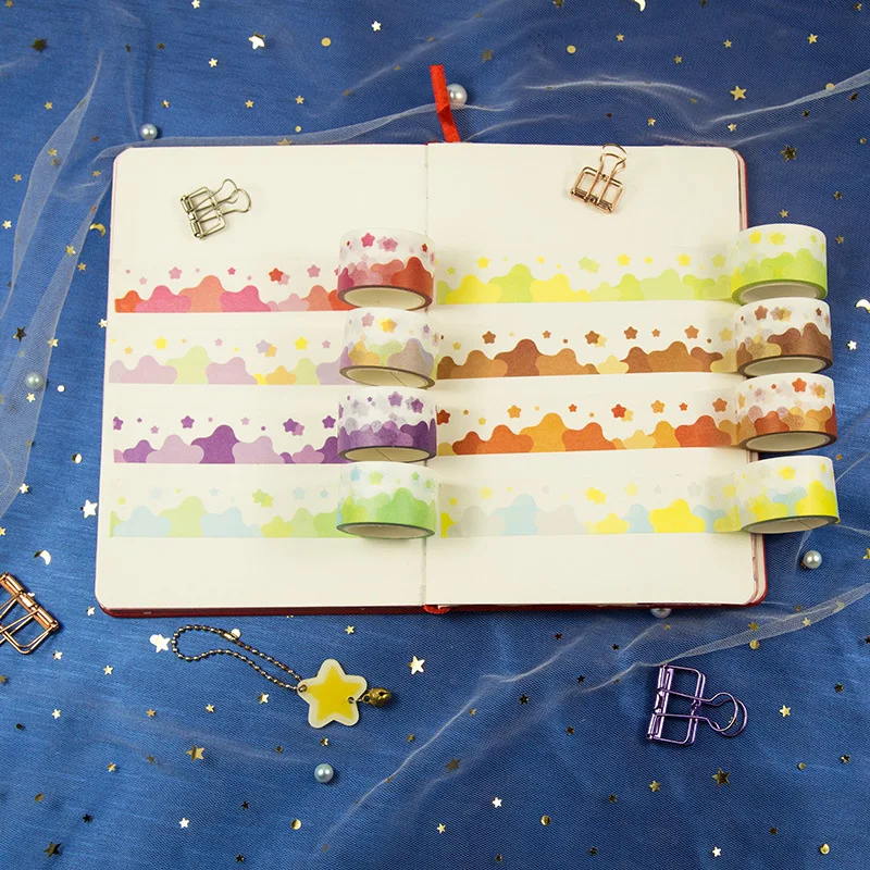 DIY 5M/Roll Washi Tape Hand Account Cloud Tape Scene Decoration Border Star Bay Window School Supplies Cute Stationary Supplies
DIY 5M/Roll Washi Tape Hand Account Cloud Tape Scene Decoration Border Star Bay Window School Supplies Cute Stationary Supplies
