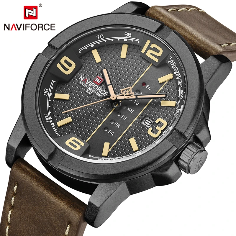 Часы наручные NAVIFORCE Мужские кварцевые брендовые Роскошные Аналоговые