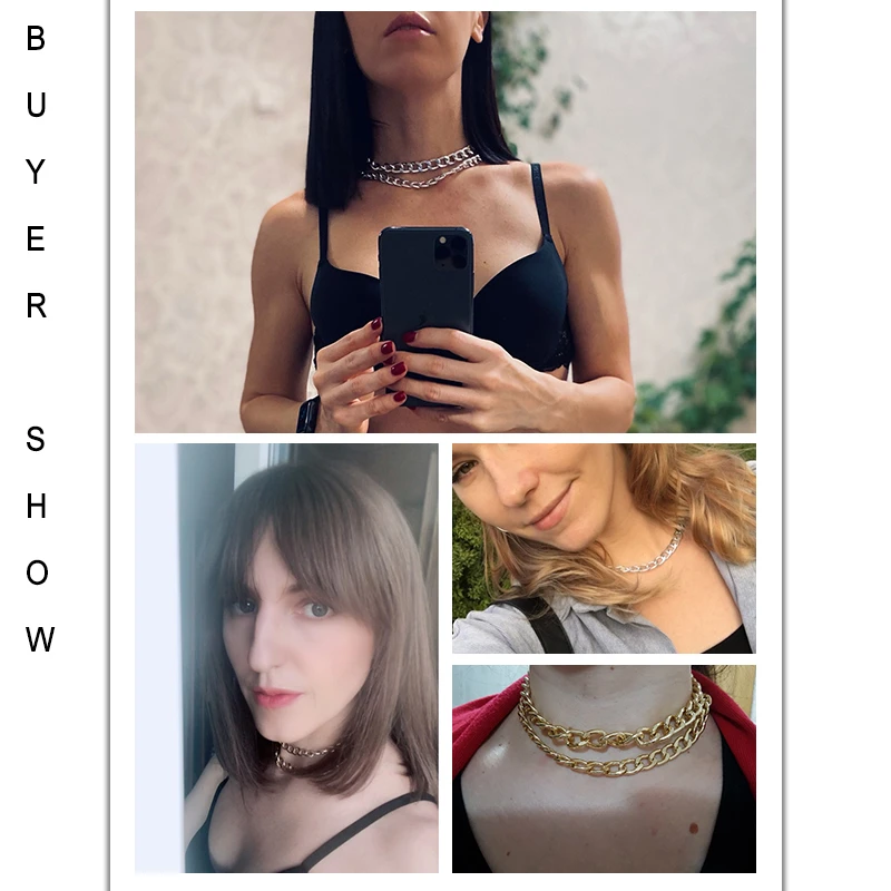 Punk Rock Aluminium Chain Choker Necklaces For Women Chocker Layered Link Collars Shine Light Weight Jewelry Clavicle Statement
Punk Rock Aluminium Chain Choker Necklaces For Women Chocker Layered Link Collars Shine Light Weight Jewelry Clavicle Statement
