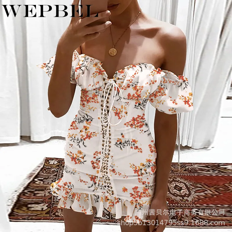 Mandylandy Women Elegant Floral Print Drawstring Bandage Mini Dress Lady Casual Fashion Off Shoulder Strapless Ruffles Dress
Mandylandy Women Elegant Floral Print Drawstring Bandage Mini Dress Lady Casual Fashion Off Shoulder Strapless Ruffles Dress