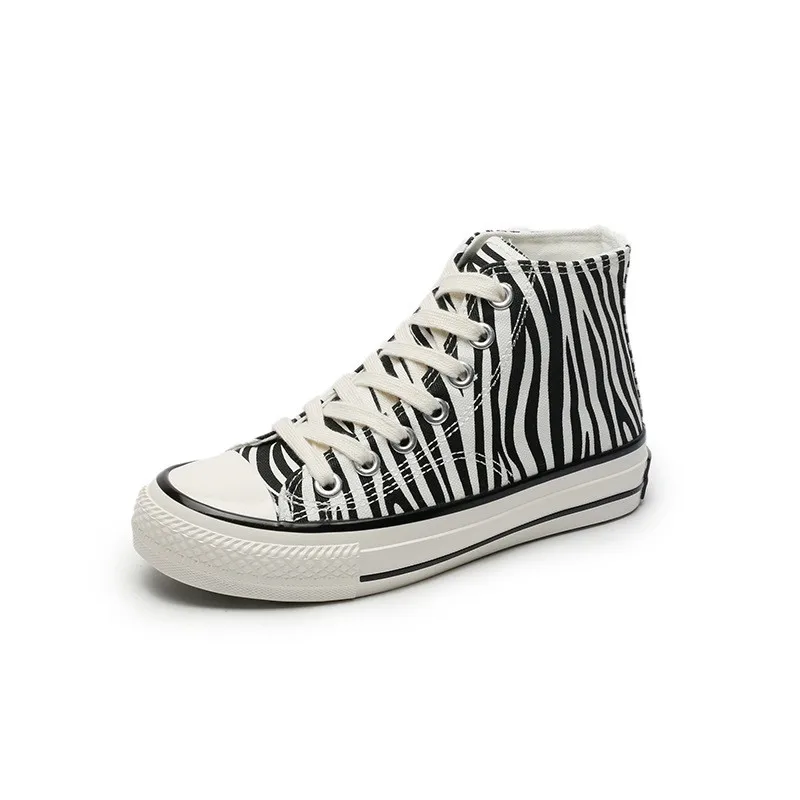 High Top Women's Canvas Shoes Zebra Pattern Flat Shoes New Style Women's Casual Shoes High Top Female Vulcanized Shoes Sneakers
High Top Women's Canvas Shoes Zebra Pattern Flat Shoes New Style Women's Casual Shoes High Top Female Vulcanized Shoes Sneakers