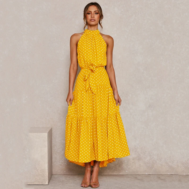 2021 New Summer Women Long Dress Polka Dot Casual Dresses Black Sexy Halter Strapless Yellow Sundress Vacation Clothes For Woman
2021 New Summer Women Long Dress Polka Dot Casual Dresses Black Sexy Halter Strapless Yellow Sundress Vacation Clothes For Woman