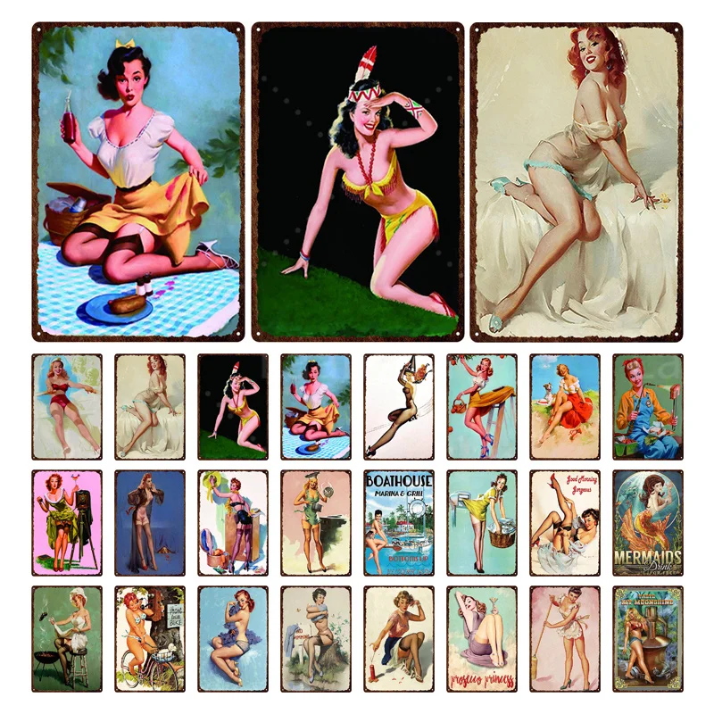 Iron Painting Elegant Pin Up Girl Retro Posters Tin Sign Metal Sign Decor Wall Women Portrait Bar Pub Club Man Cave Pictures
Iron Painting Elegant Pin Up Girl Retro Posters Tin Sign Metal Sign Decor Wall Women Portrait Bar Pub Club Man Cave Pictures