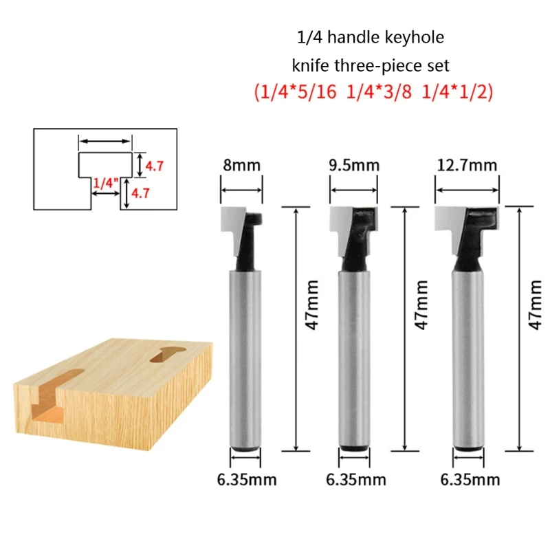 3pcs 1/4 Inch 6mm Shank T Slot Router Bit Set Hex Bolt Key Hole Bits Keyhole Woodworking Milling Cutter Tool
3pcs 1/4 Inch 6mm Shank T Slot Router Bit Set Hex Bolt Key Hole Bits Keyhole Woodworking Milling Cutter Tool