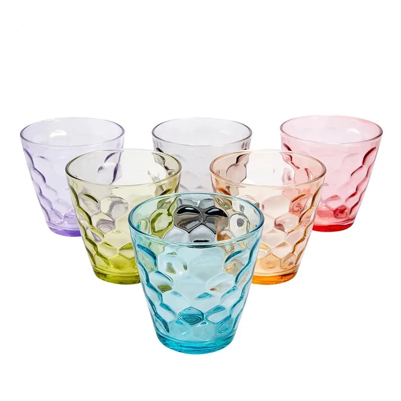 

6 Pcs/Set 300ML Drinking Glasses 6 Colors Tumbler Cups Glassware Glass Cup for Juice Water Drinkware for Outdoor Camping Picnic