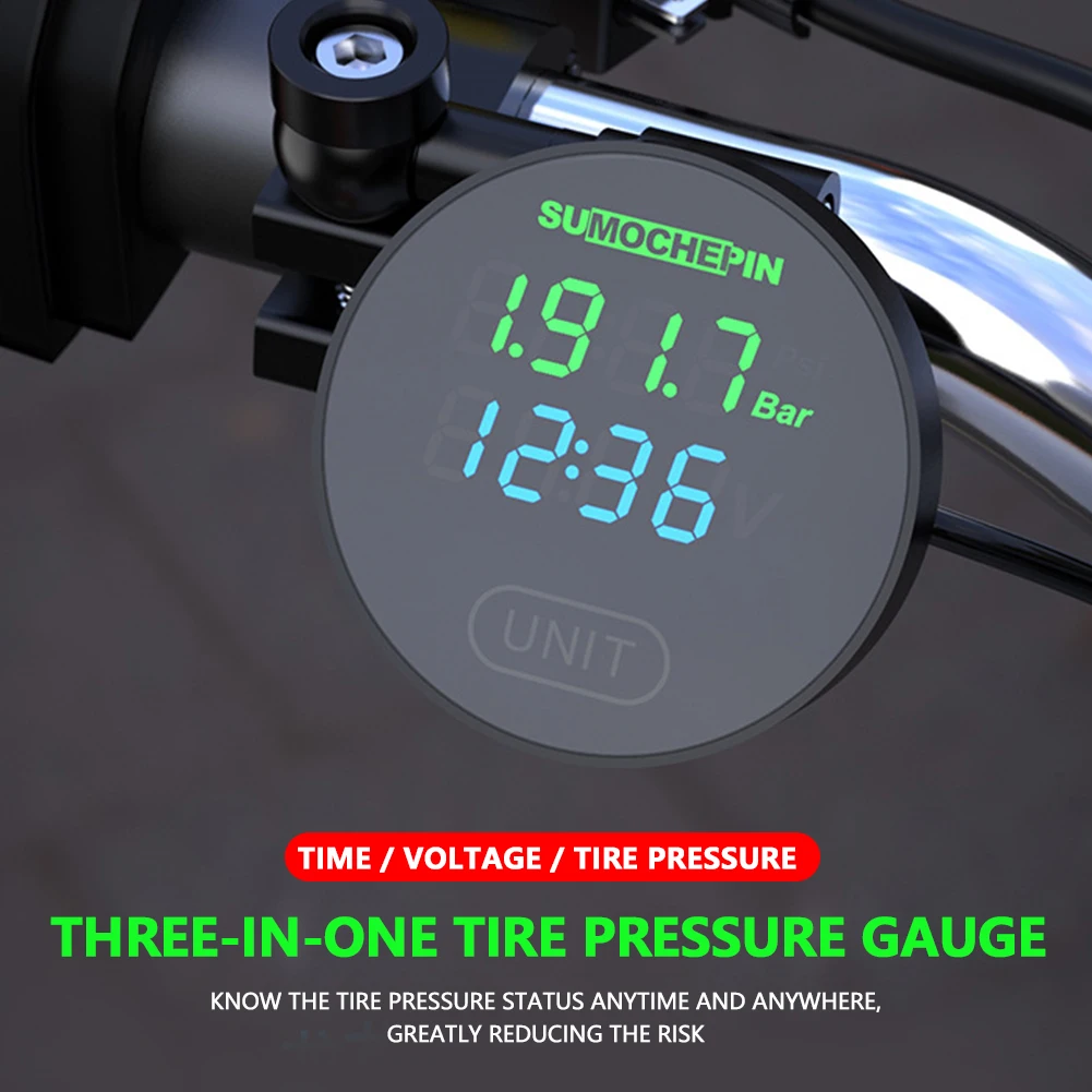 LCD Digital Display TPMS Alarm Motorcycle Tire Pressure Monitor Wireless High-precision Electric Detector With External Sensors 
LCD Digital Display TPMS Alarm Motorcycle Tire Pressure Monitor Wireless High-precision Electric Detector With External Sensors