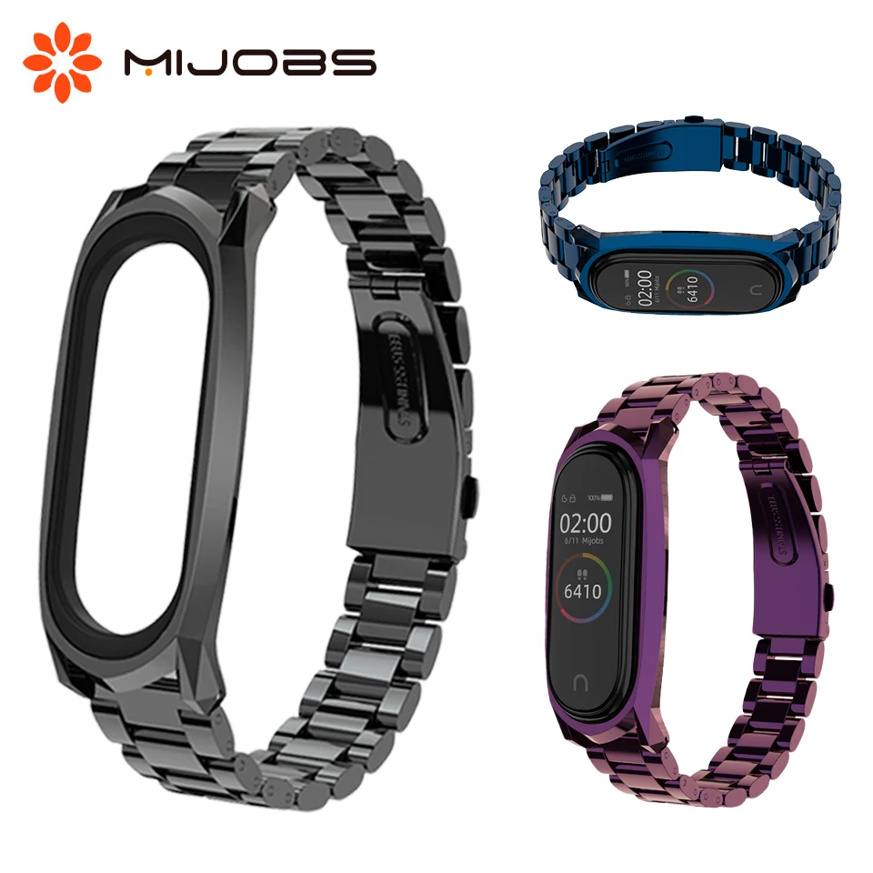 Браслет Mijobs Mi Band 5 металлический ремешок для Xiaomi 4 3 Смарт часы Безвинтовой браслет