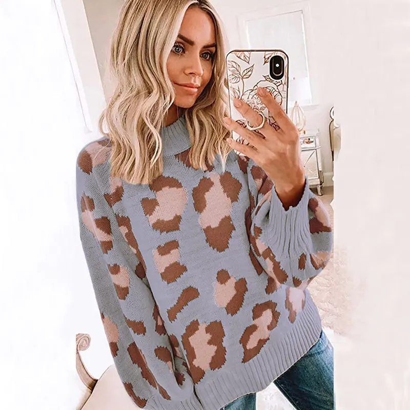Contrasting color women's fall/winter new European and American leopard print pullover round neck loose sweater
Contrasting color women's fall/winter new European and American leopard print pullover round neck loose sweater