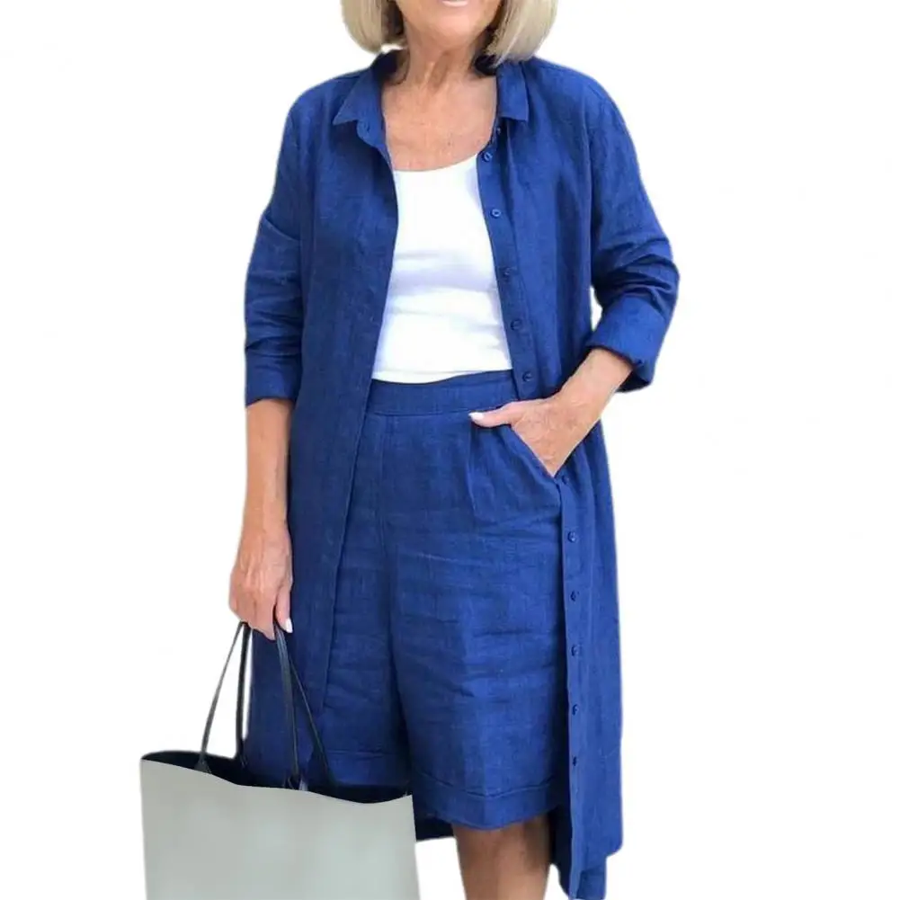 Women Outfit Set 2021 Fashion Women Shorts Set Long Sleeve Long Style Shirt Shorts Two Piece Set for Daily Wear
Women Outfit Set 2021 Fashion Women Shorts Set Long Sleeve Long Style Shirt Shorts Two Piece Set for Daily Wear