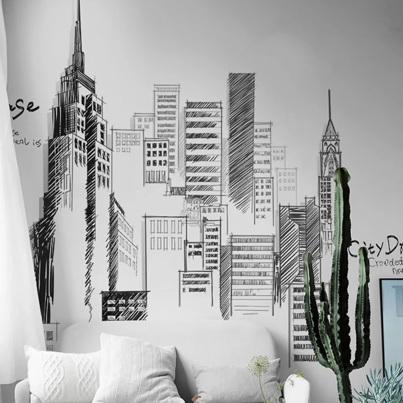 Hand-painted Wall Stickers Simple City Sketch College Dormitory Paper Modern Living Room Decoration Office Wall Decals Wallpaper
Hand-painted Wall Stickers Simple City Sketch College Dormitory Paper Modern Living Room Decoration Office Wall Decals Wallpaper