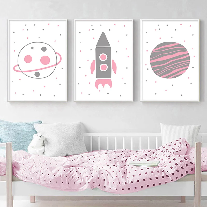 Wall Art Canvas Painting Cute Cartoon Spaceship Universe Wall Poster Nursery Print in Pink Nordic Kids Baby Room Decor Picture
Wall Art Canvas Painting Cute Cartoon Spaceship Universe Wall Poster Nursery Print in Pink Nordic Kids Baby Room Decor Picture