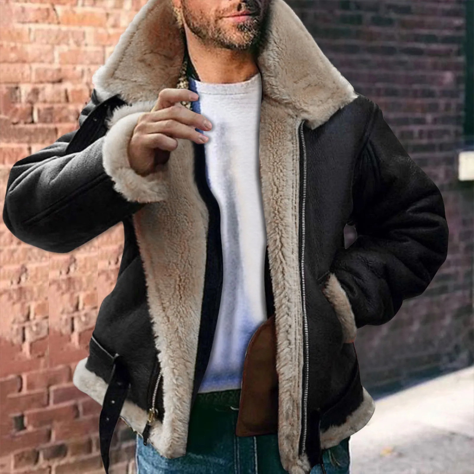 Ins Men Plus Size Faux Fur Lapel Collar Long Sleeve Padded Leather Jacket Vintage Style Thicken Coat Sheepskin Cashmere Jackets
Ins Men Plus Size Faux Fur Lapel Collar Long Sleeve Padded Leather Jacket Vintage Style Thicken Coat Sheepskin Cashmere Jackets