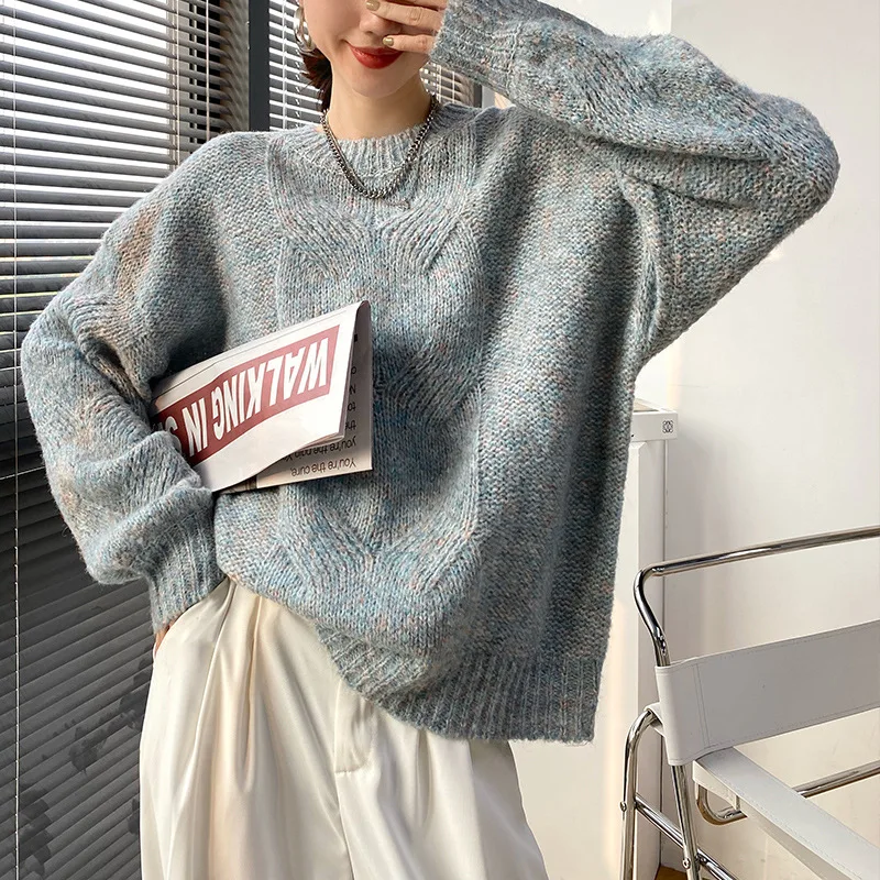 Women's Autumn Winter Lazy Style Twist Knitted Sweater Jacket Crewneck Long Sleeve Pullover Knit Sofr Warm Sweaters Ladies
Women's Autumn Winter Lazy Style Twist Knitted Sweater Jacket Crewneck Long Sleeve Pullover Knit Sofr Warm Sweaters Ladies